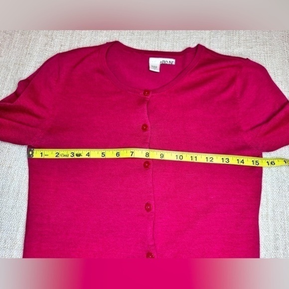 cotton rayon mix sweater cardigan 3/4 sleeve button down stretchy - Picture 2 of 8